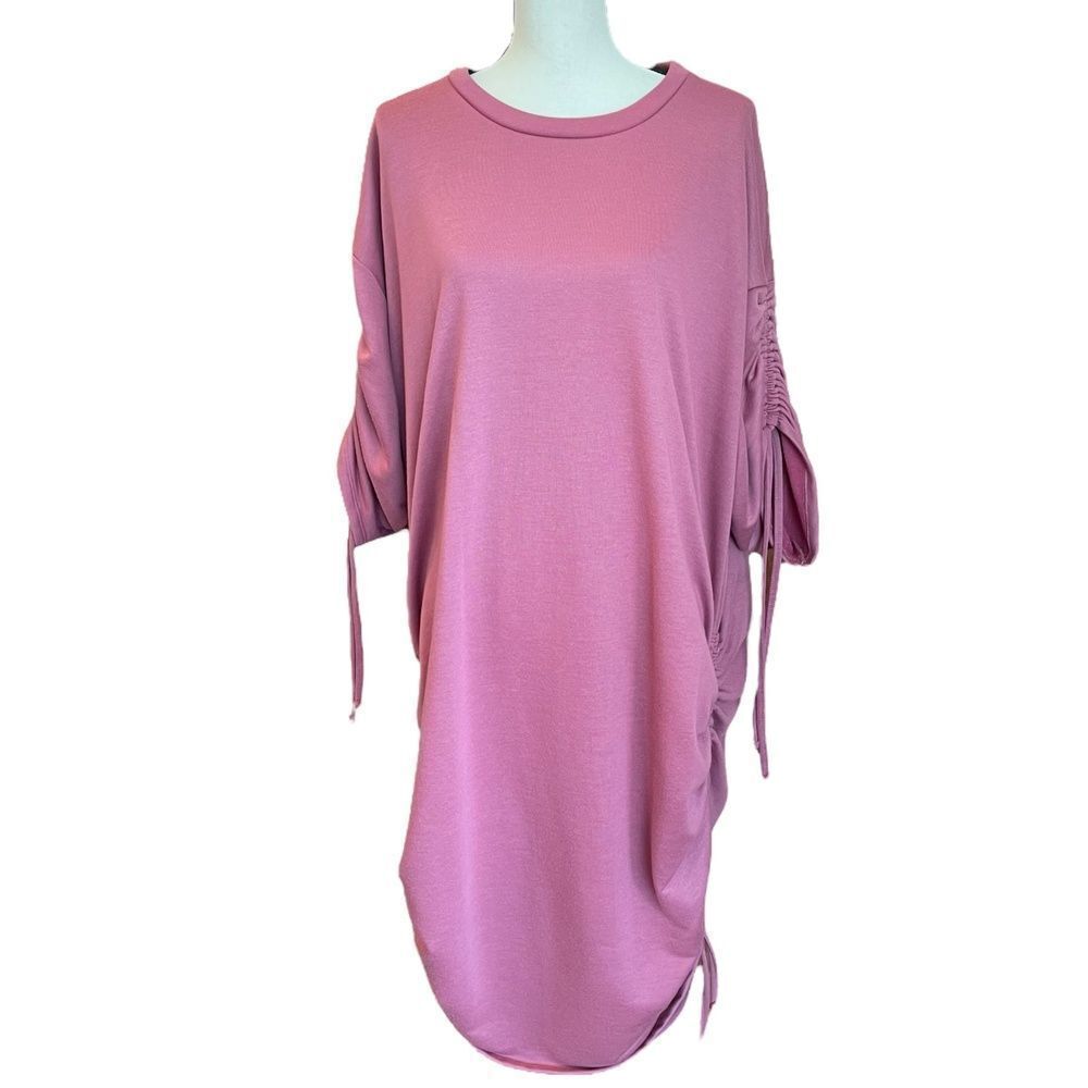 Pink Clove Womens Sweatshirt Pullover Pink Ruched Half Sleeve Plus 20 New